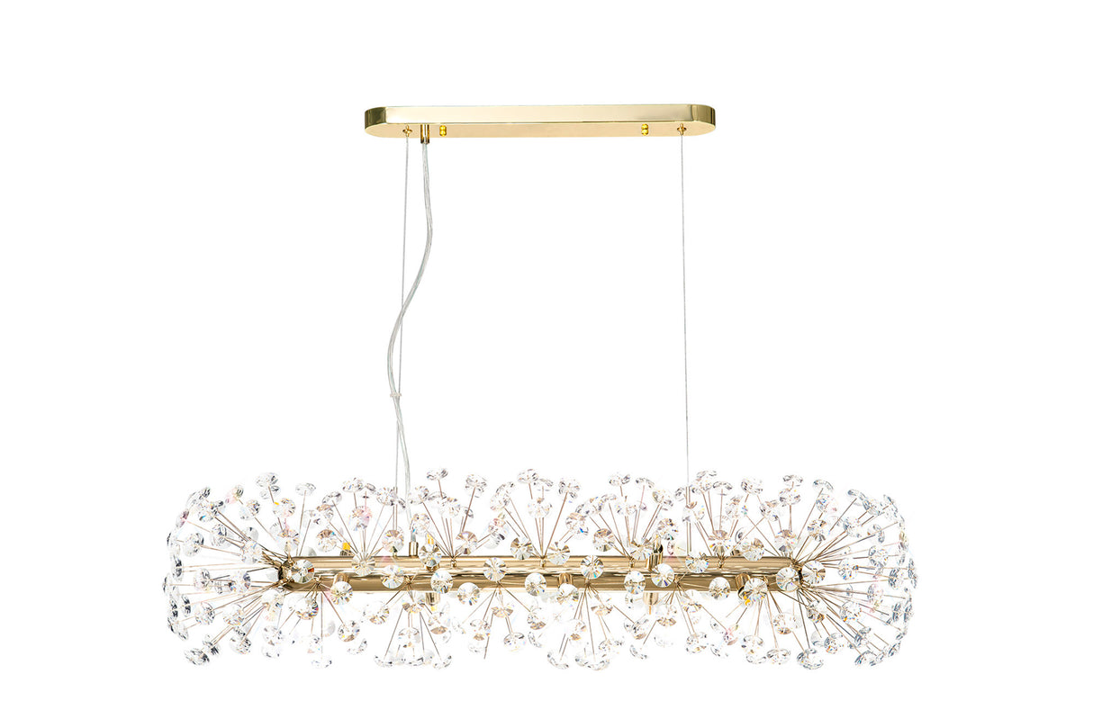 BOS4928 Bosona Pendant 10 Light in a French Gold Finish and Clear Crystal