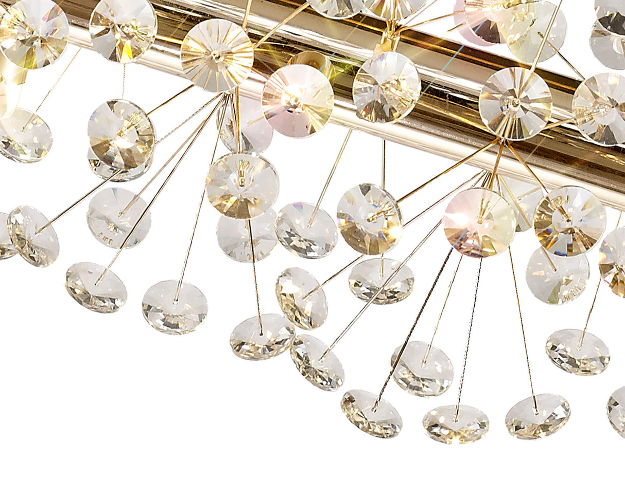 BOS4928 Bosona Pendant 10 Light in a French Gold Finish and Clear Crystal