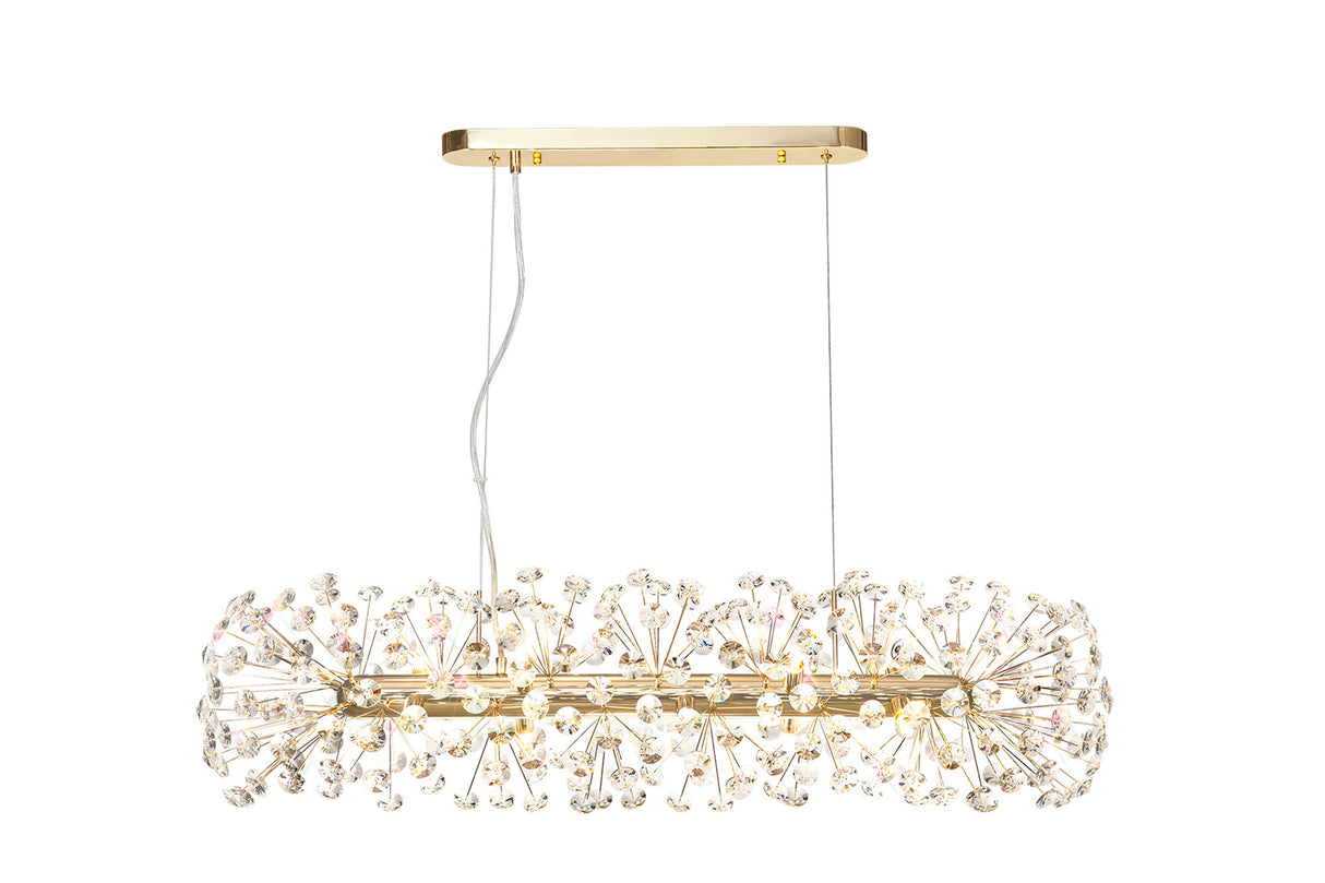 BOS4928 Bosona Pendant 10 Light in a French Gold Finish and Clear Crystal