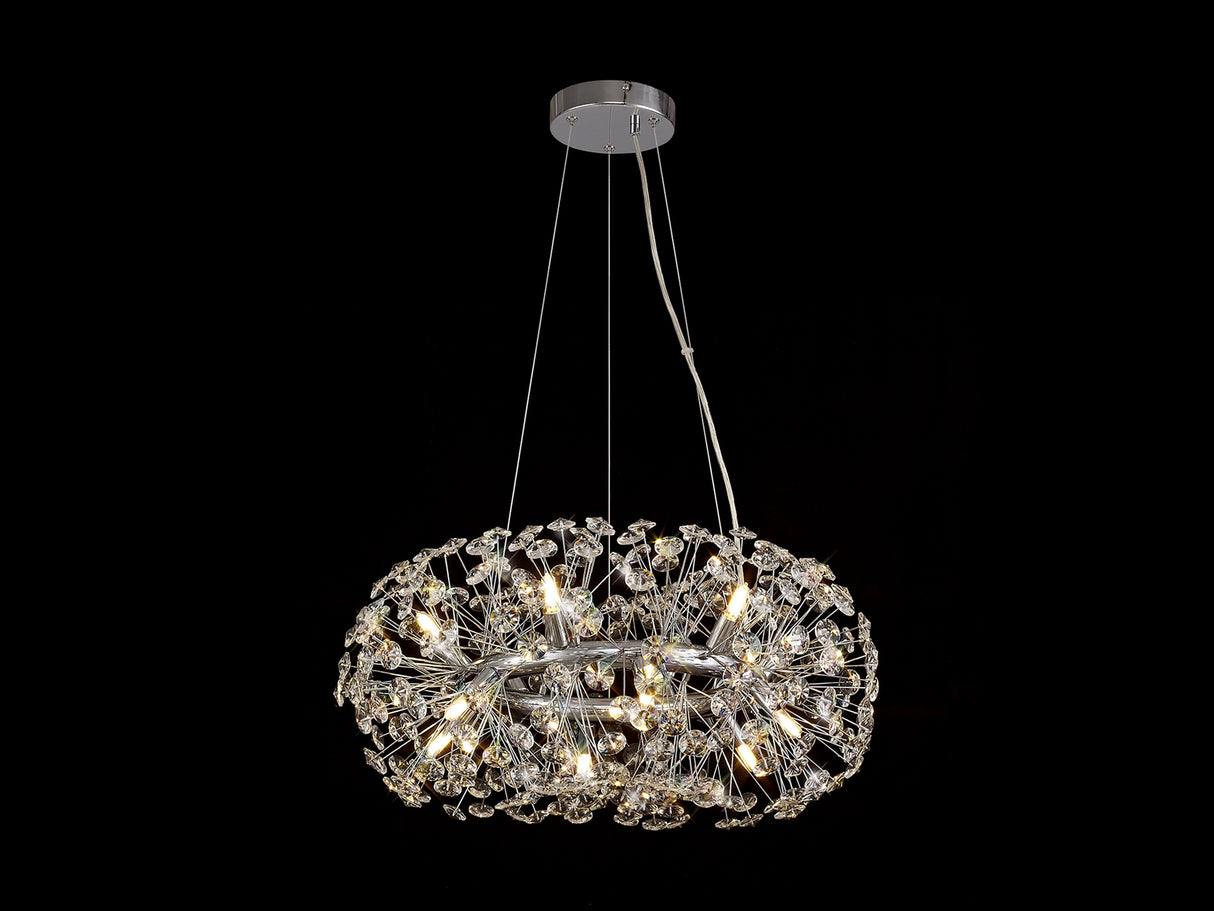 BOS4937 Bosona Pendant 12 Light in a Polished Chrome Finish and Clear Crystal