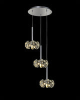 BOS4940 Bosona Pendant 3 Light In a Polished Chrome Finish and Clear Crystal