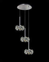 BOS4940 Bosona Pendant 3 Light In a Polished Chrome Finish and Clear Crystal