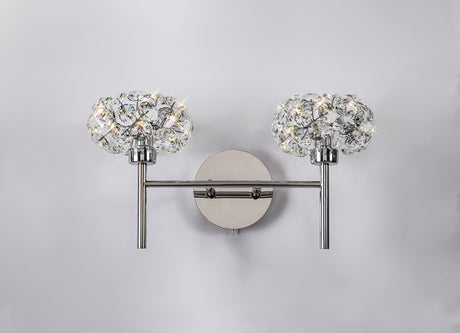 BOS5050 Bosona 2 Light Switched Wall Light in a Polished Chrome Finish and Clear Crystal