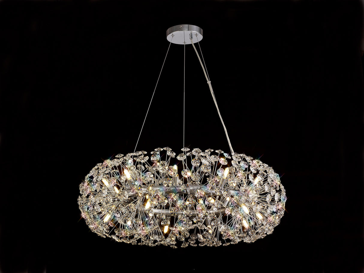 BOS5937 Bosona Pendant 20 Light in a Polished Chrome Finish and Clear Crystal