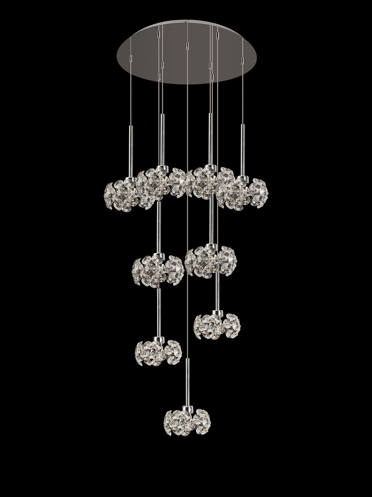 BOS6451 Bosona 9 Light Ceiling Pendant Polished Chrome