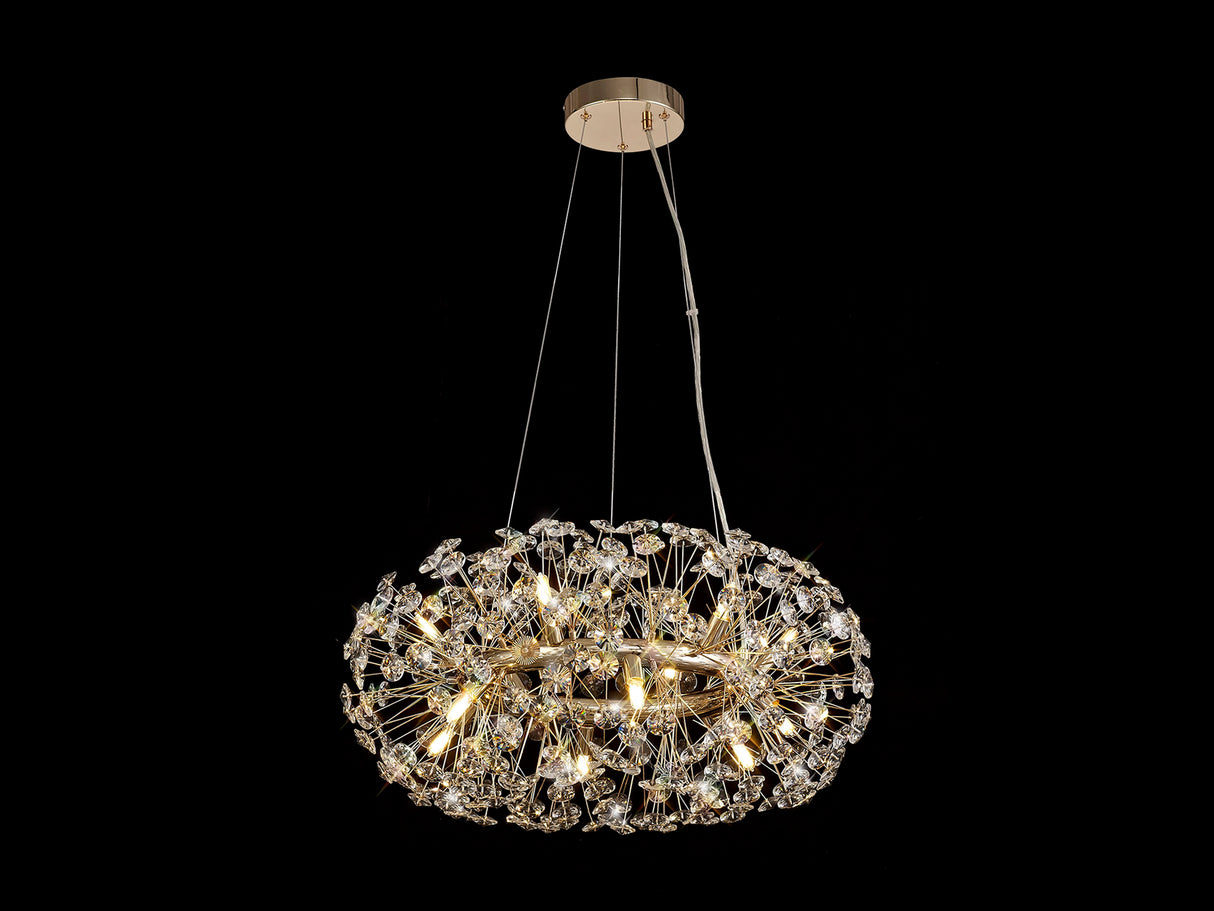 BOS7937 Bosona Pendant 12 Light in a French Gold Finish and Clear Crystal