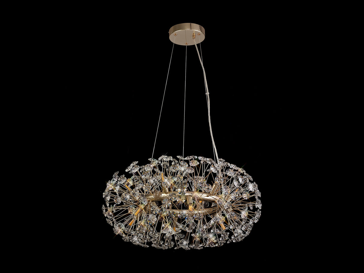 BOS7937 Bosona Pendant 12 Light in a French Gold Finish and Clear Crystal