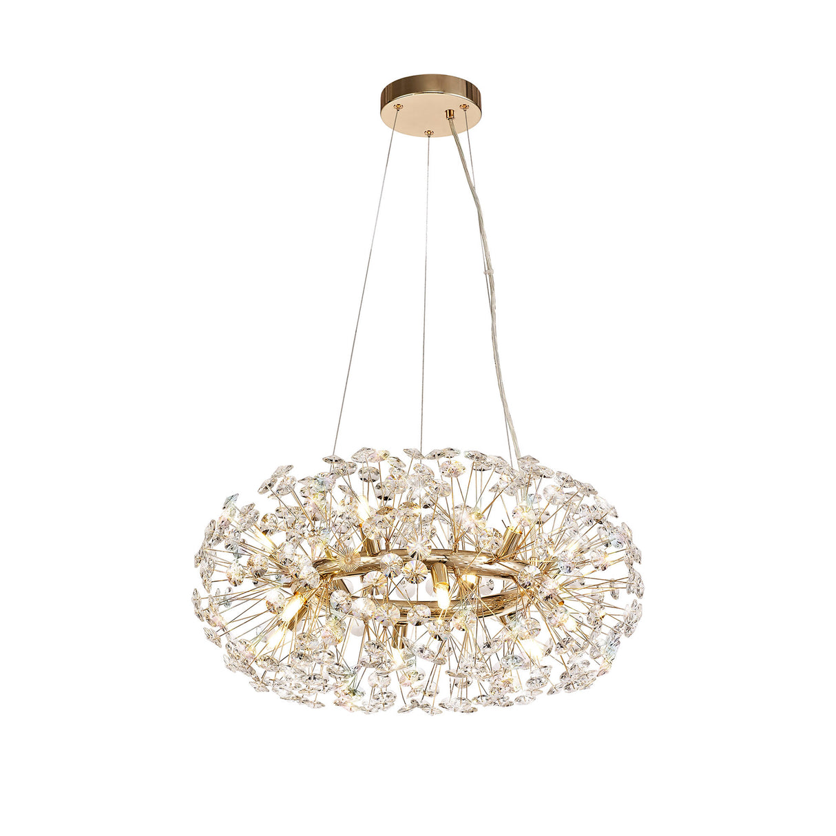 BOS7937 Bosona Pendant 12 Light in a French Gold Finish and Clear Crystal