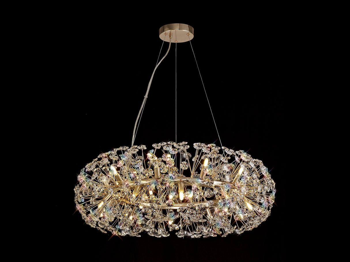 BOS8937 Bosona Pendant 20 Light in a French Gold Finish and Clear Crystal