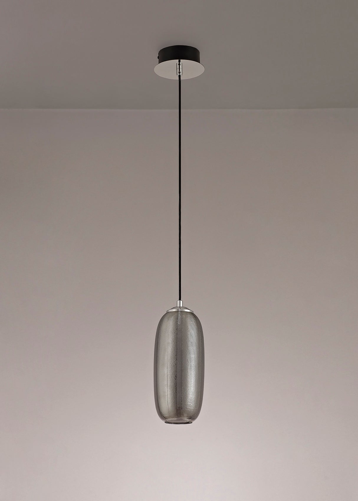 BOT4347 Botien Pendant 1 Light 8W LED in a Chrome/Black/Smoked Finish