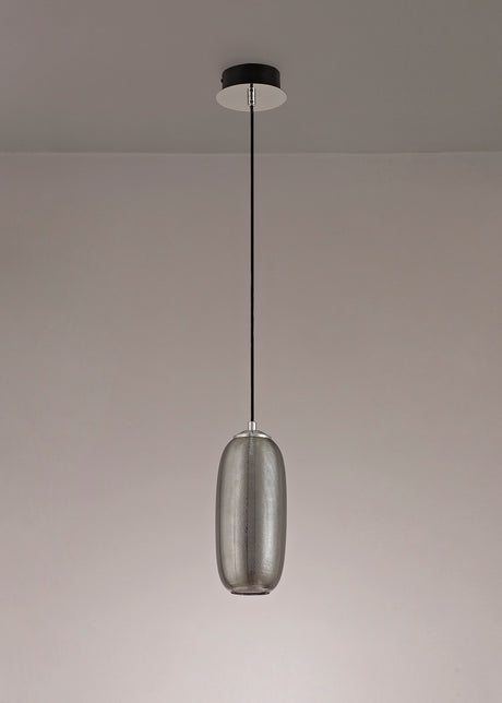 BOT4347 Botien Pendant 1 Light 8W LED in a Chrome/Black/Smoked Finish