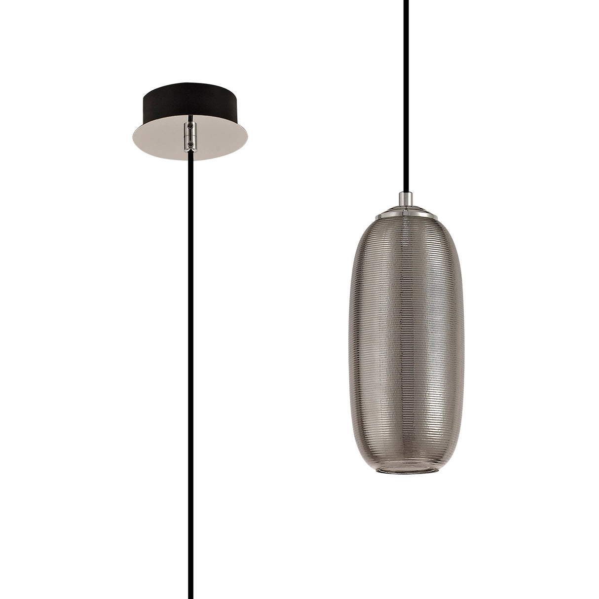 BOT4347 Botien Pendant 1 Light 8W LED in a Chrome/Black/Smoked Finish