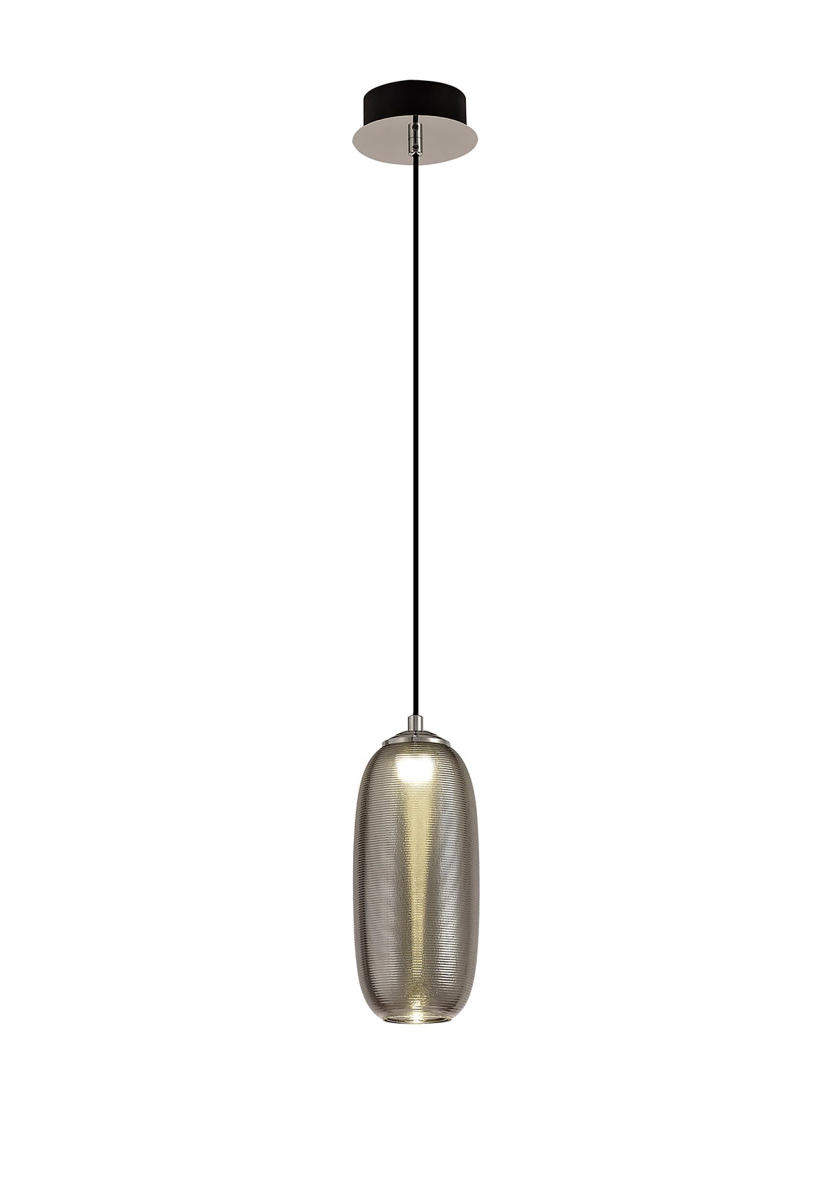 BOT4347 Botien Pendant 1 Light 8W LED in a Chrome/Black/Smoked Finish