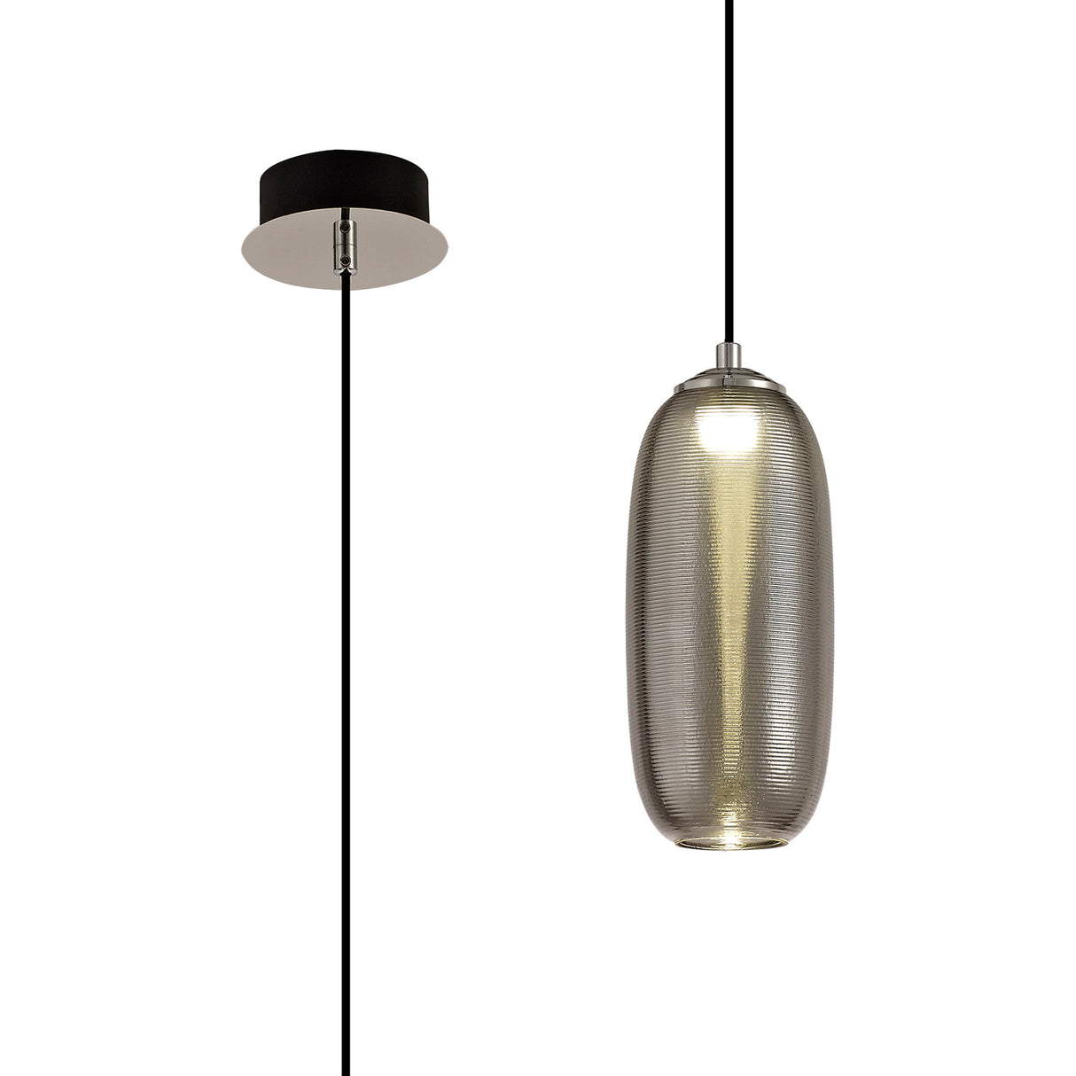 BOT4347 Botien Pendant 1 Light 8W LED in a Chrome/Black/Smoked Finish