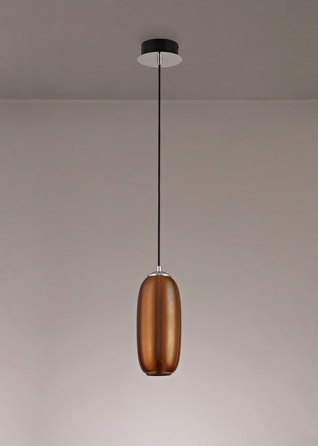 BOT5347 Botien Pendant 1 Light 8W LED in a Chrome/Black/Copper Finish