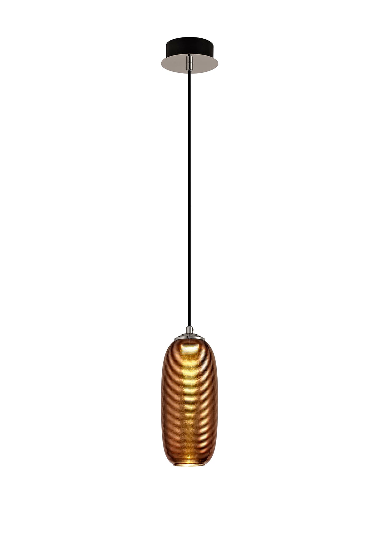 BOT5347 Botien Pendant 1 Light 8W LED in a Chrome/Black/Copper Finish