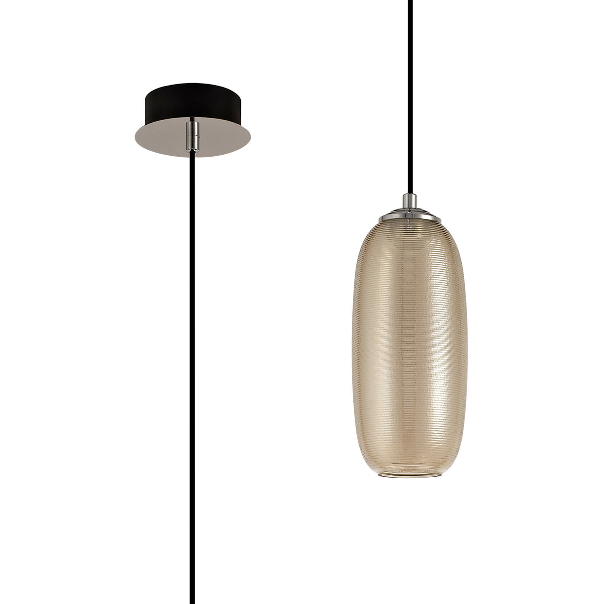 BOT6347 Botien Pendant 1 Light 8W LED in a Chrome/Black/Champagne Finish