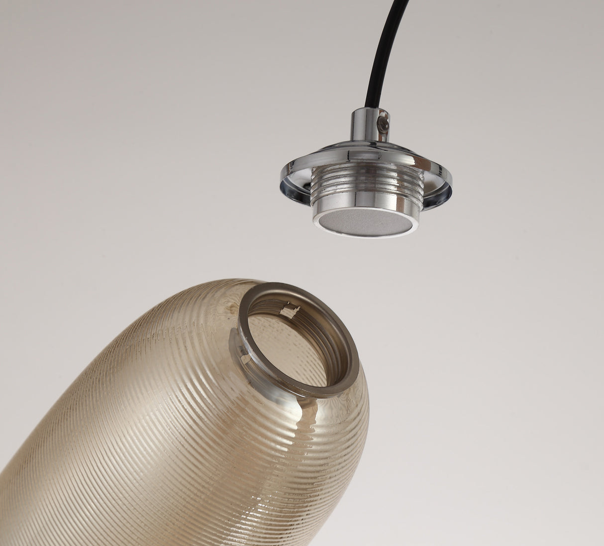 BOT6347 Botien Pendant 1 Light 8W LED in a Chrome/Black/Champagne Finish