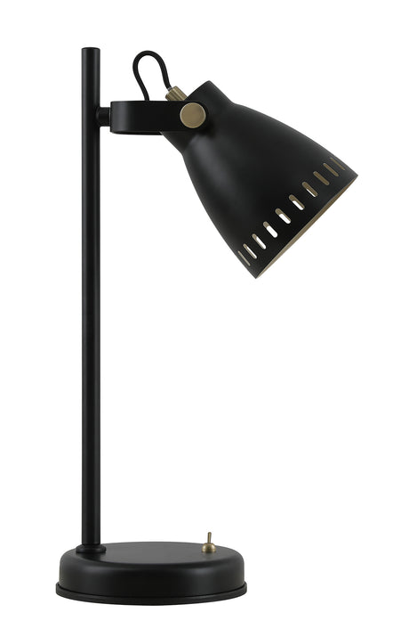 BRA3277 Brachi 44cm Adjustable Table Lamp 1 Light in a Matt Black/Antique Brass/Khaki Finish