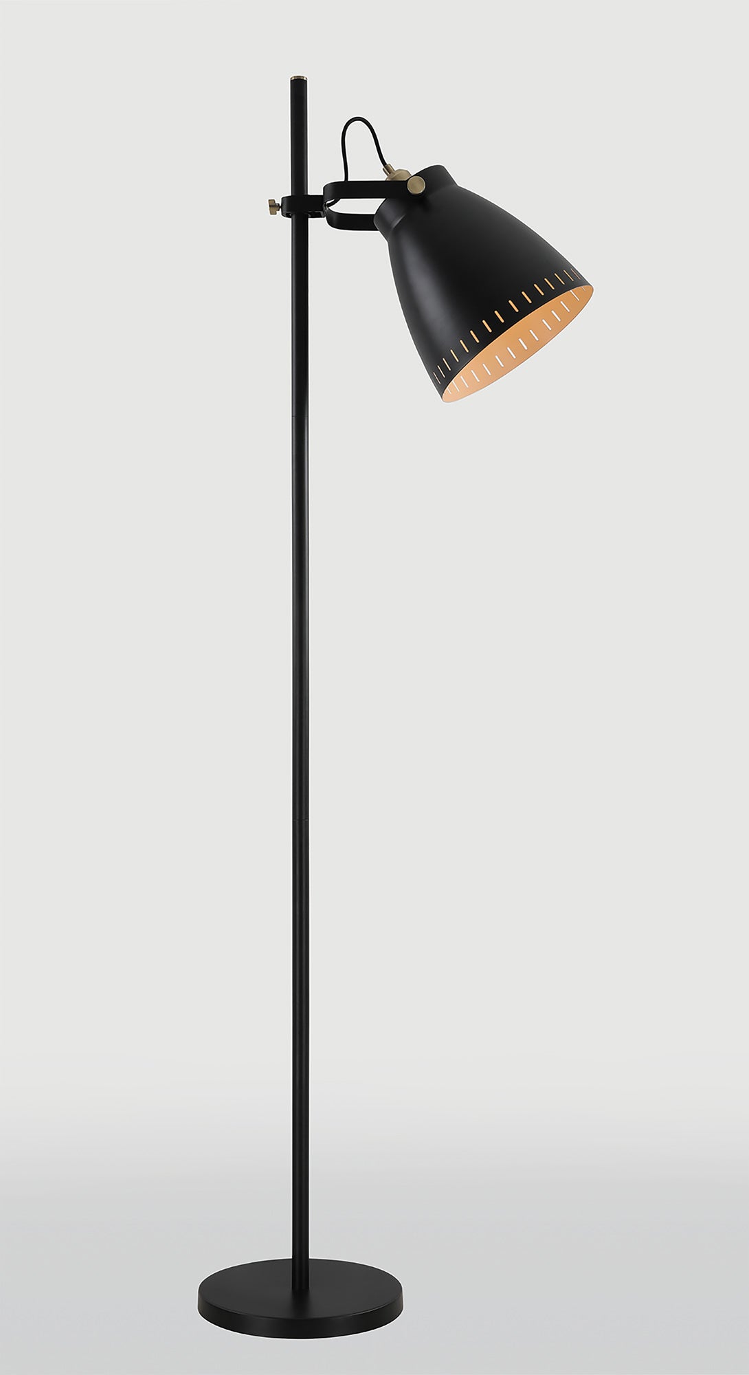 BRA4277 Brachi 179cm Floor Lamp 1 Light in a Matt Black/Antique Brass/Khaki Finish