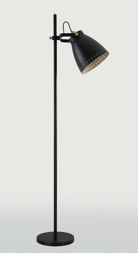 BRA4277 Brachi 179cm Floor Lamp 1 Light in a Matt Black/Antique Brass/Khaki Finish