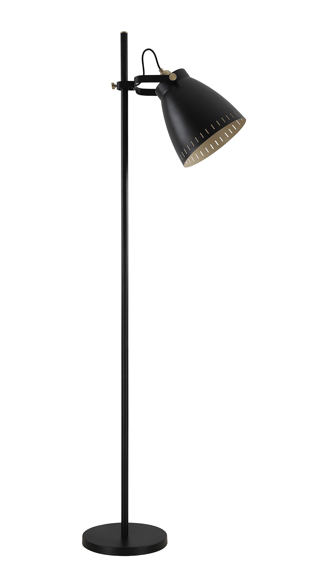 BRA4277 Brachi 179cm Floor Lamp 1 Light in a Matt Black/Antique Brass/Khaki Finish