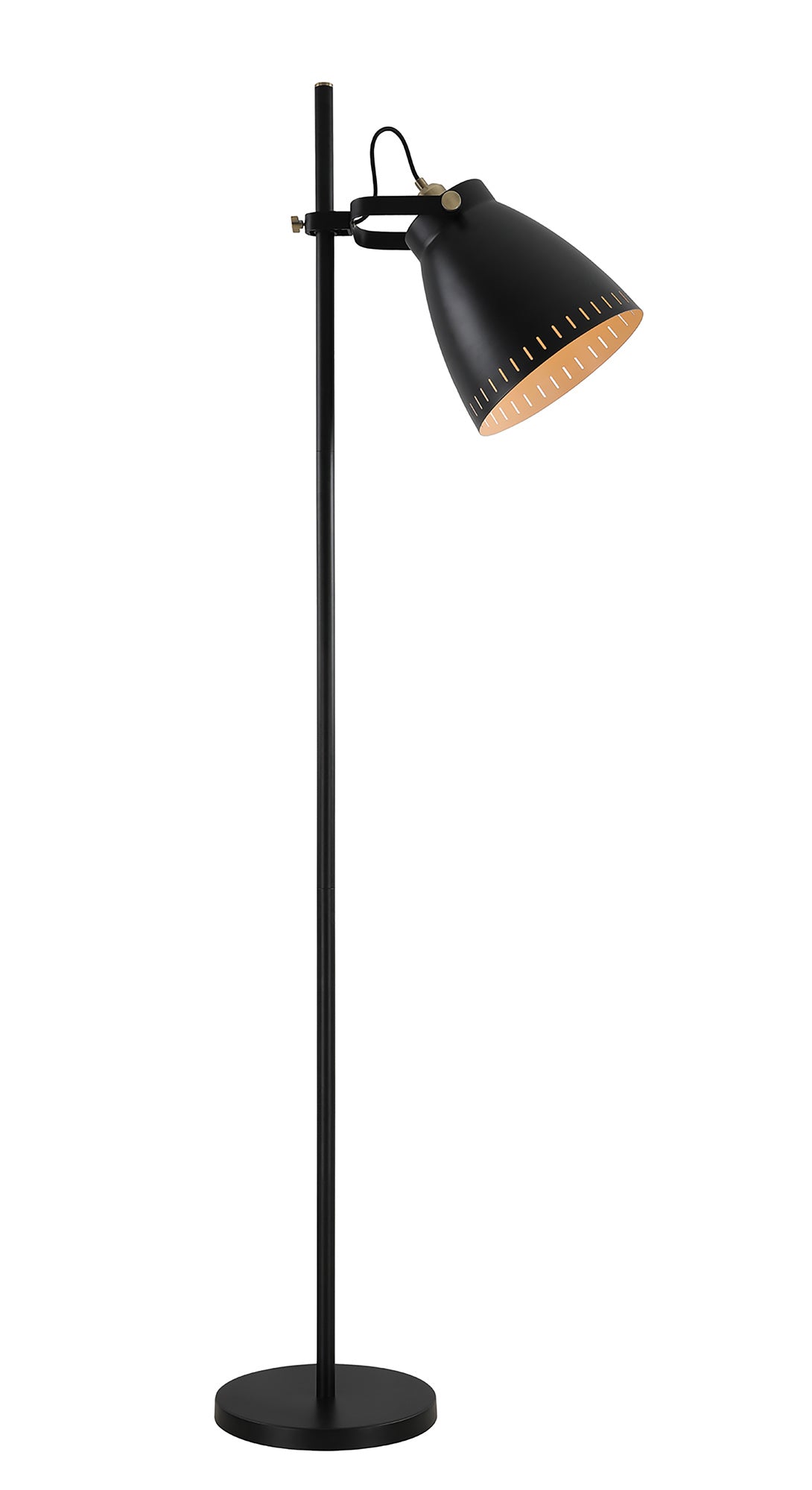 BRA4277 Brachi 179cm Floor Lamp 1 Light in a Matt Black/Antique Brass/Khaki Finish