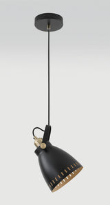 BRA6277 Brachi Small Pendant 1 Light in a Matt Black/Antique Brass/Khaki Finish