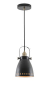 BRA6277 Brachi Small Pendant 1 Light in a Matt Black/Antique Brass/Khaki Finish