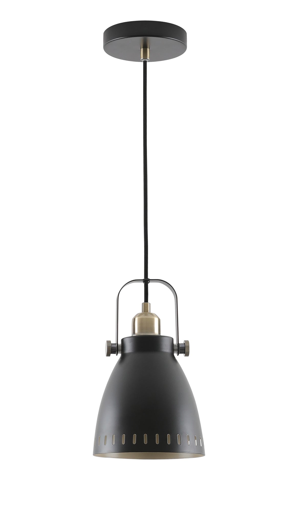 BRA6277 Brachi Small Pendant 1 Light in a Matt Black/Antique Brass/Khaki Finish