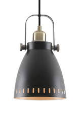 BRA6277 Brachi Small Pendant 1 Light in a Matt Black/Antique Brass/Khaki Finish