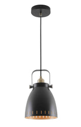 BRA7277 Brachi Medium Pendant 1 Light in a Matt Black/Antique Brass/Khaki Finish