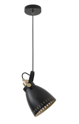 BRA7277 Brachi Medium Pendant 1 Light in a Matt Black/Antique Brass/Khaki Finish