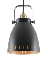 BRA7277 Brachi Medium Pendant 1 Light in a Matt Black/Antique Brass/Khaki Finish