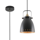 BRA7277 Brachi Medium Pendant 1 Light in a Matt Black/Antique Brass/Khaki Finish