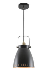 BRA8277 Brachi Large Pendant 1 Light in a Matt Black/Antique Brass/Khaki Finish