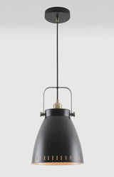 BRA8277 Brachi Large Pendant 1 Light in a Matt Black/Antique Brass/Khaki Finish