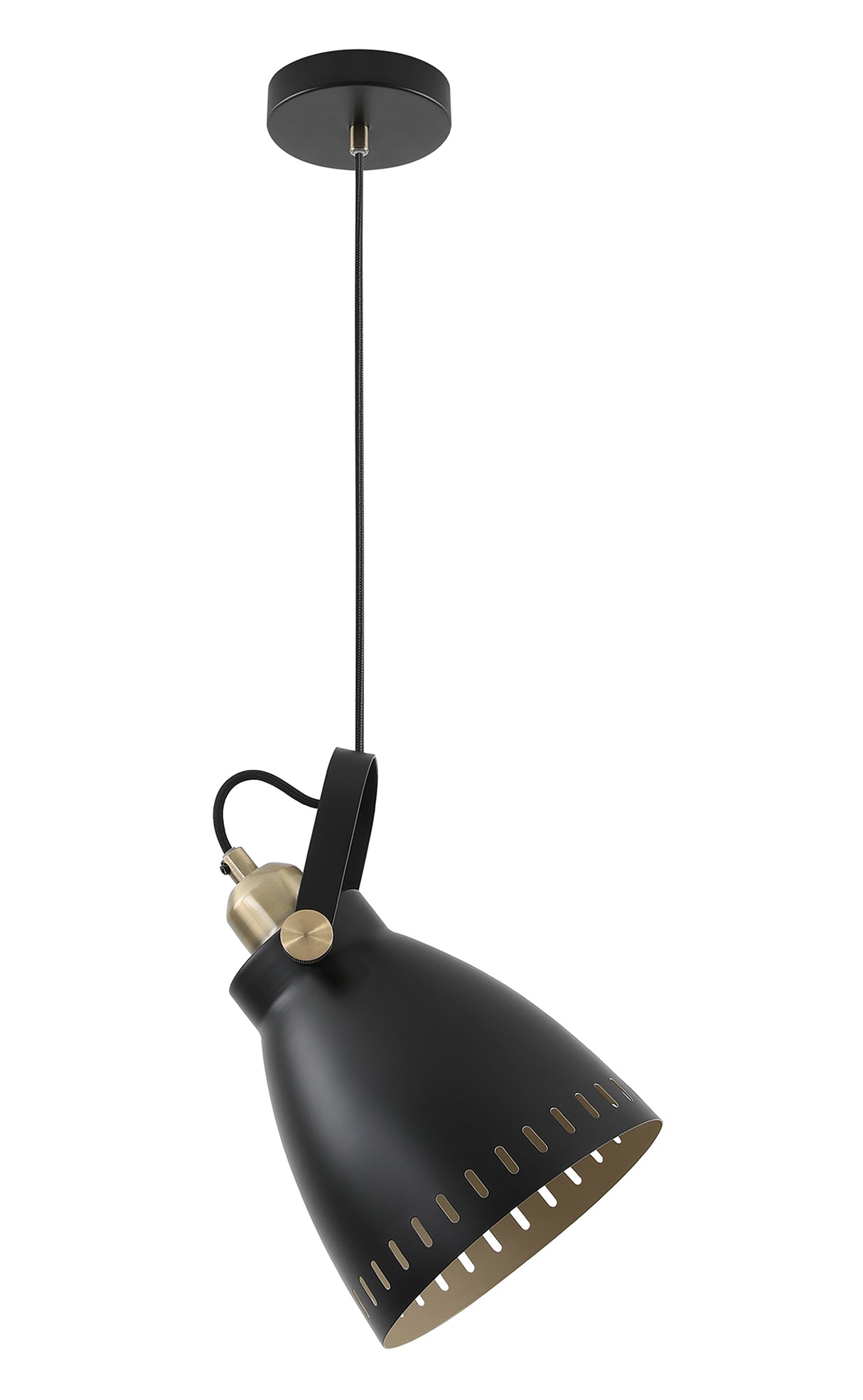 BRA8277 Brachi Large Pendant 1 Light in a Matt Black/Antique Brass/Khaki Finish