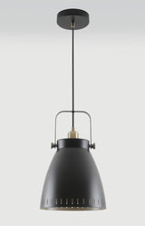 BRA8277 Brachi Large Pendant 1 Light in a Matt Black/Antique Brass/Khaki Finish