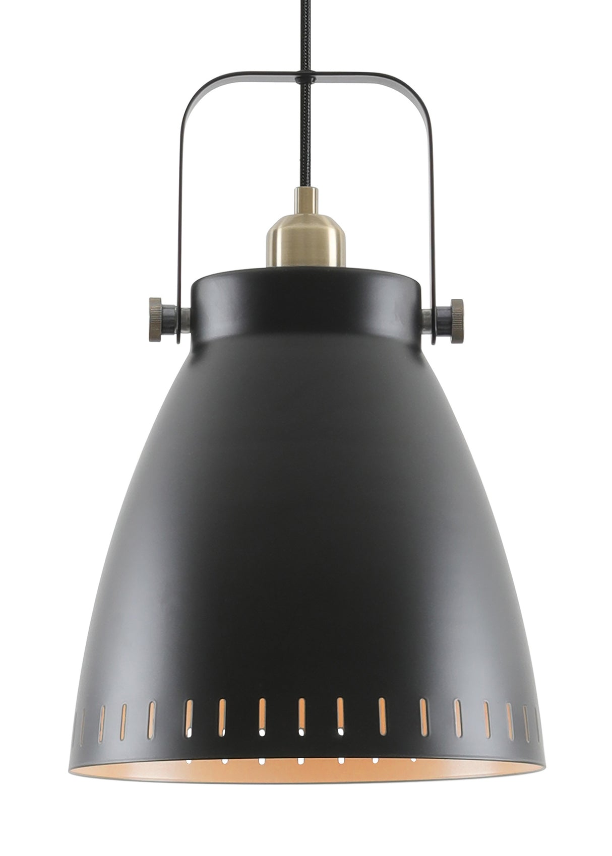 BRA8277 Brachi Large Pendant 1 Light in a Matt Black/Antique Brass/Khaki Finish