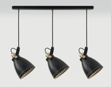 BRA9277 Brachi Linear Pendant 3 Light in a Matt Black/Antique Brass/Khaki Finish