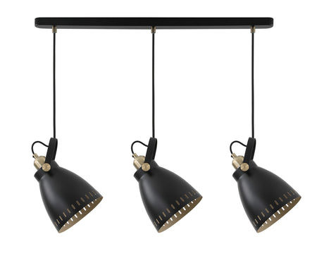 BRA9277 Brachi Linear Pendant 3 Light in a Matt Black/Antique Brass/Khaki Finish