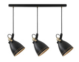 BRA9277 Brachi Linear Pendant 3 Light in a Matt Black/Antique Brass/Khaki Finish