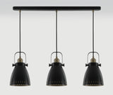 BRA9277 Brachi Linear Pendant 3 Light in a Matt Black/Antique Brass/Khaki Finish