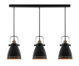 BRA9277 Brachi Linear Pendant 3 Light in a Matt Black/Antique Brass/Khaki Finish