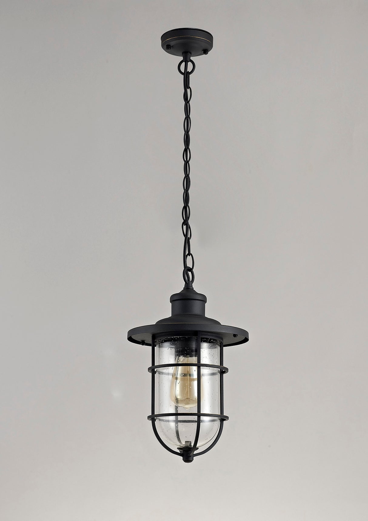 BRO4137 Bronxei Pendant 1 Light IP54 Indoor/Outdoor Use in a Black/Gold/Clear Finish