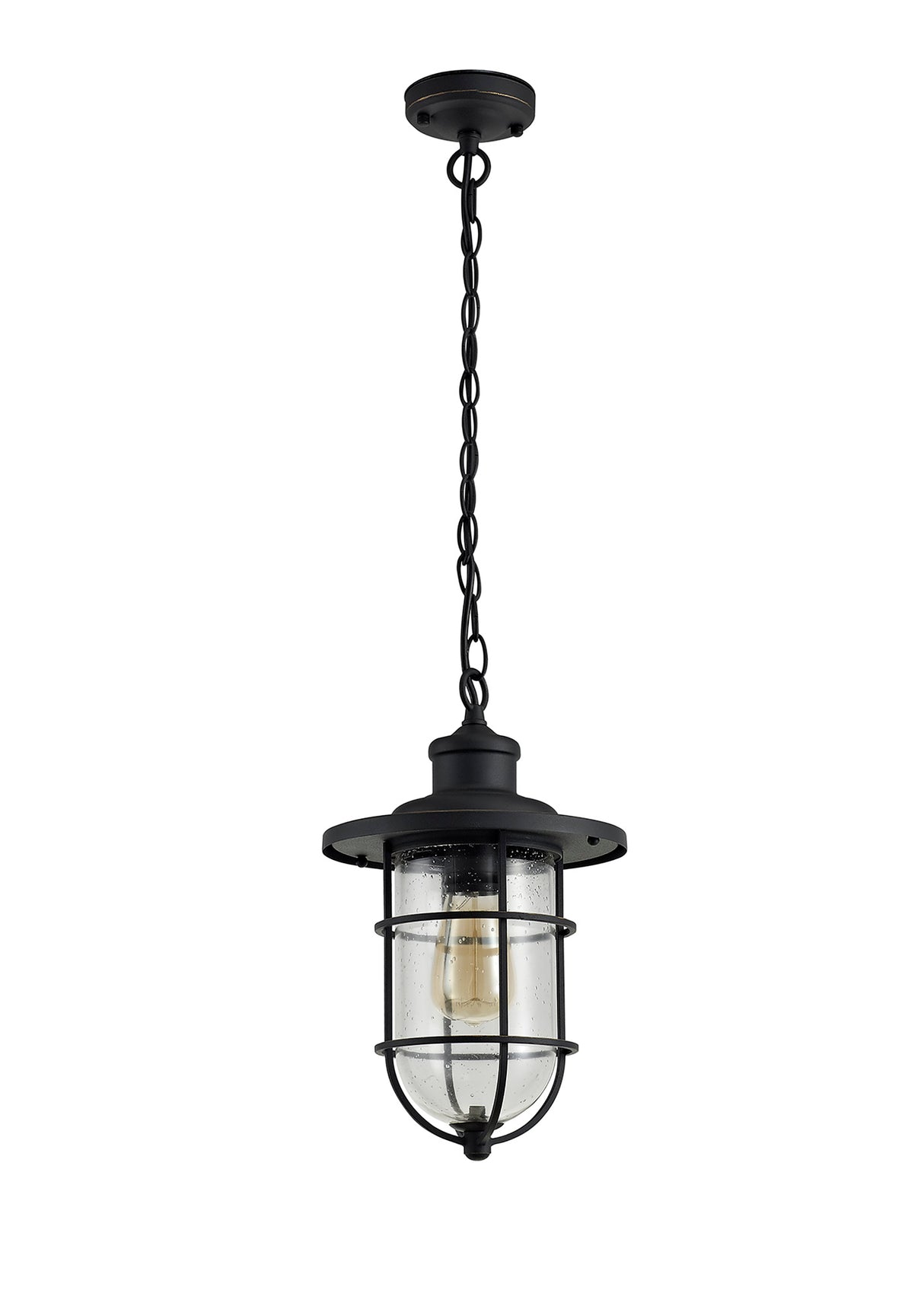 BRO4137 Bronxei Pendant 1 Light IP54 Indoor/Outdoor Use in a Black/Gold/Clear Finish