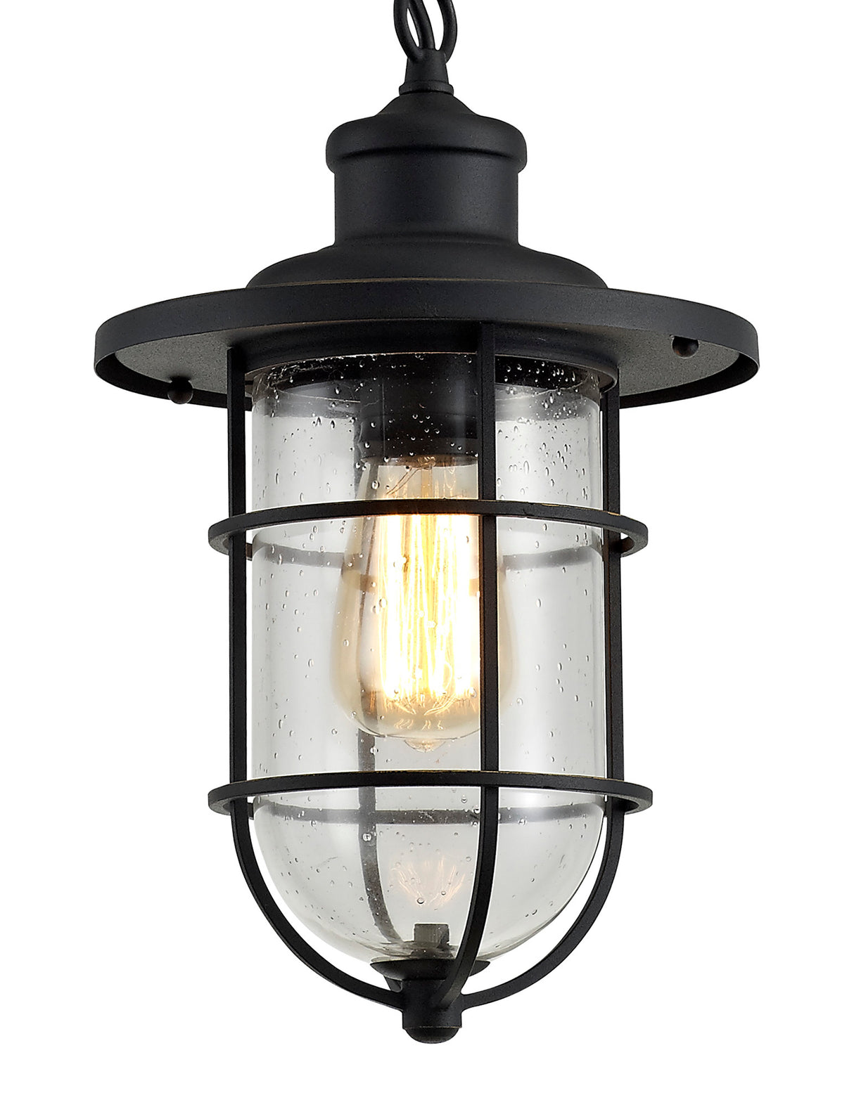 BRO4137 Bronxei Pendant 1 Light IP54 Indoor/Outdoor Use in a Black/Gold/Clear Finish