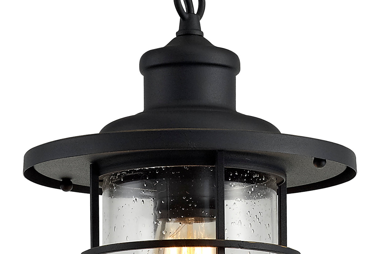 BRO4137 Bronxei Pendant 1 Light IP54 Indoor/Outdoor Use in a Black/Gold/Clear Finish