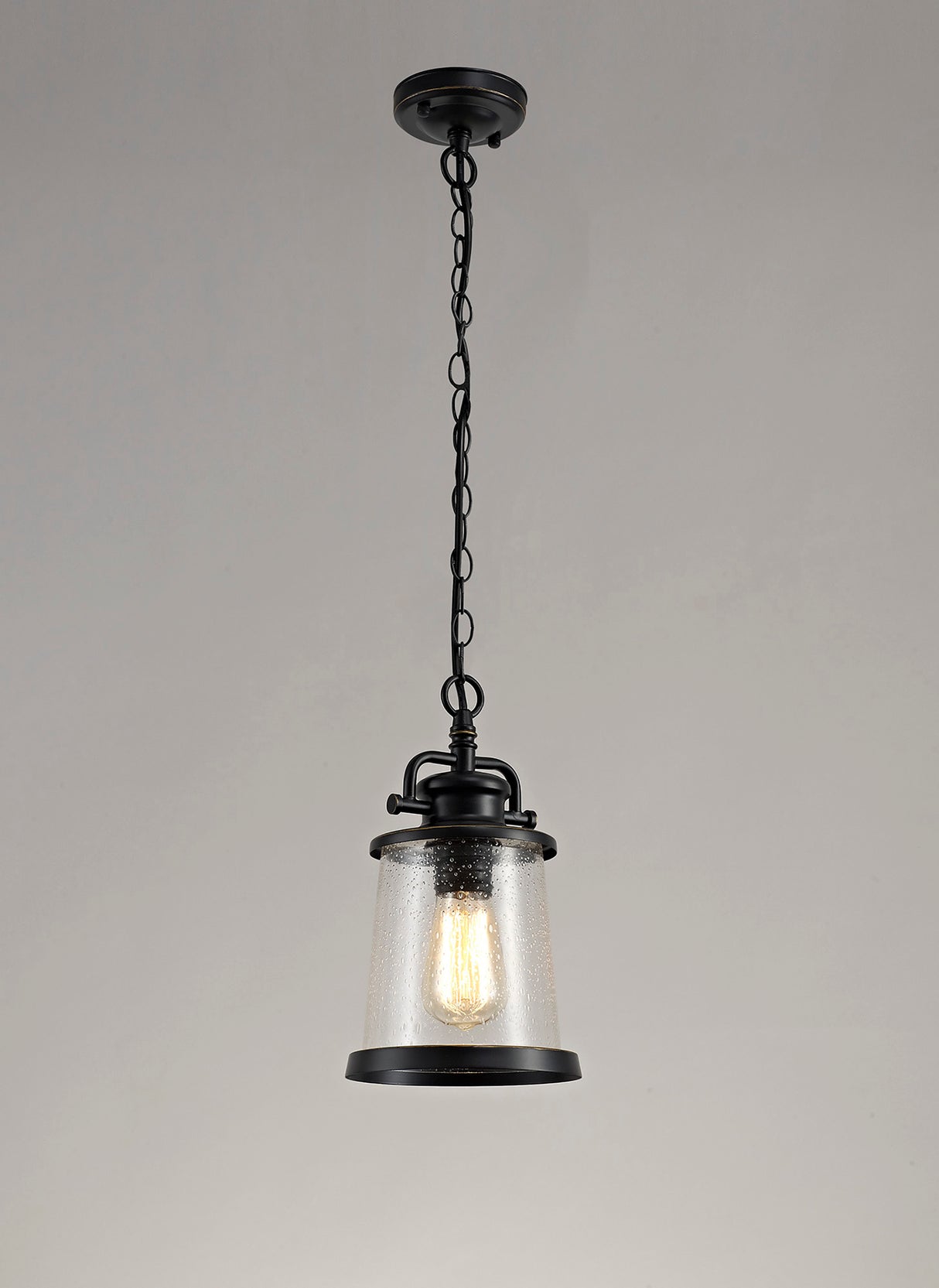 BUB7917 Bubip Pendant 1 Light IP54 Indoor/Outdoor Use in a Black/Gold/Clear Finish